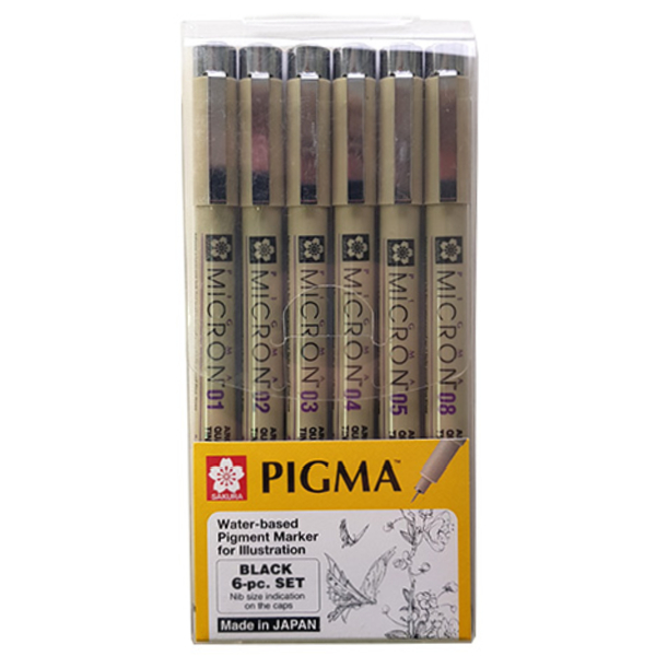 Micron Pigma 6 Pen Set Black