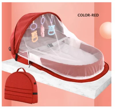 Baby Bed Bassinet Crib Portable Folding Baby Bed Nest Cot for Travel Foldable Bed Bag with Mosquito/Toys Net Infant Sleeping Basket (1)