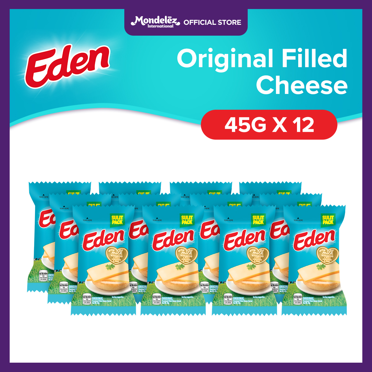 フィリピン　チーズEden Cheese 160g x 4bar Eden Cheese 160 grams - Processed Filled Cheese - FREE