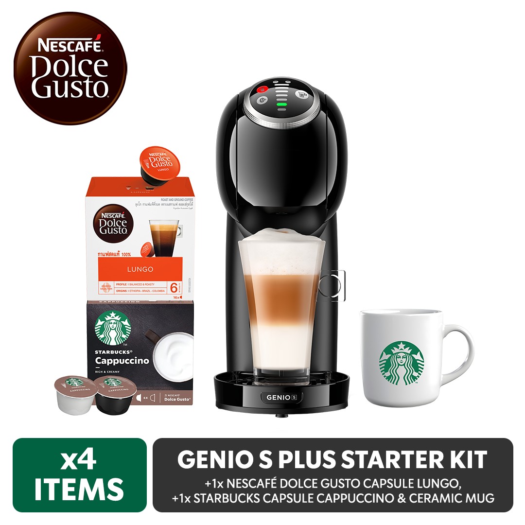 Nescafé Dolce Gusto Genio S Plus Coffee Machine Starter Kit with Starbucks Coffee Pod and Nescafe Gusto Dolce Pod and FREE Mug GENIO S PLUS STARTER KIT