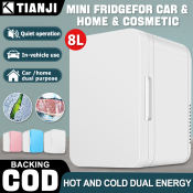 "Portable Mini Car Refrigerator with Freezer and LED Light"