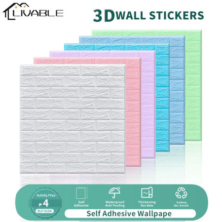 LIVABLE 3D Foam Brick Wall Stickers - Waterproof DIY Decor