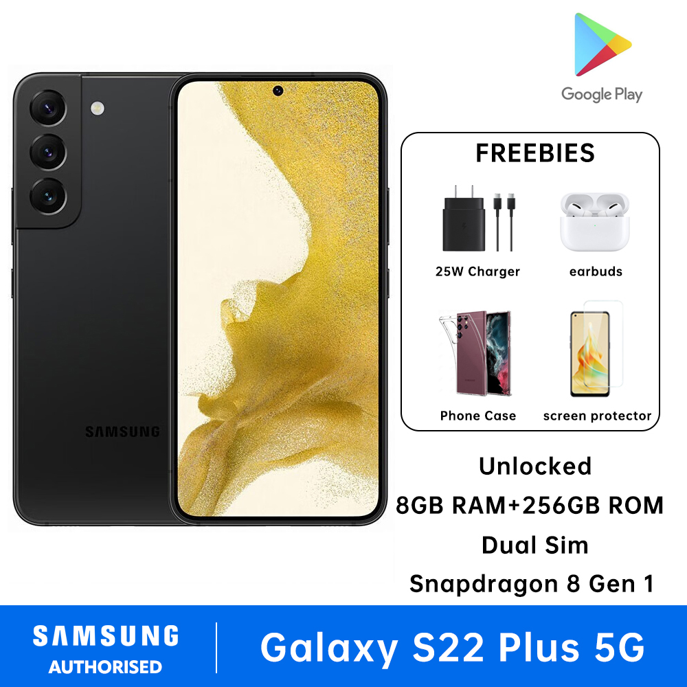 SAMSUNG Galaxy S22+ / S22 Plus 5G Cellphone 8GB RAM + 256GB ROM Dual Sim Factory Unlocked Smartphone Snapdragon 8 Gen 1 Android 4500 mAh phone