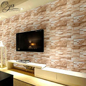 OYA Light Brown Stone Brick Self-Adhesive Wallpaper - 10m x 45cm