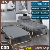 JFS Foldable Outdoor Bed with Backrest and Mat