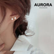 AURORA Pearl Stud Earrings in Real 925 Silver
