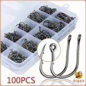 Digeo Stainless Barbed Fishing Hooks - 100 pcs