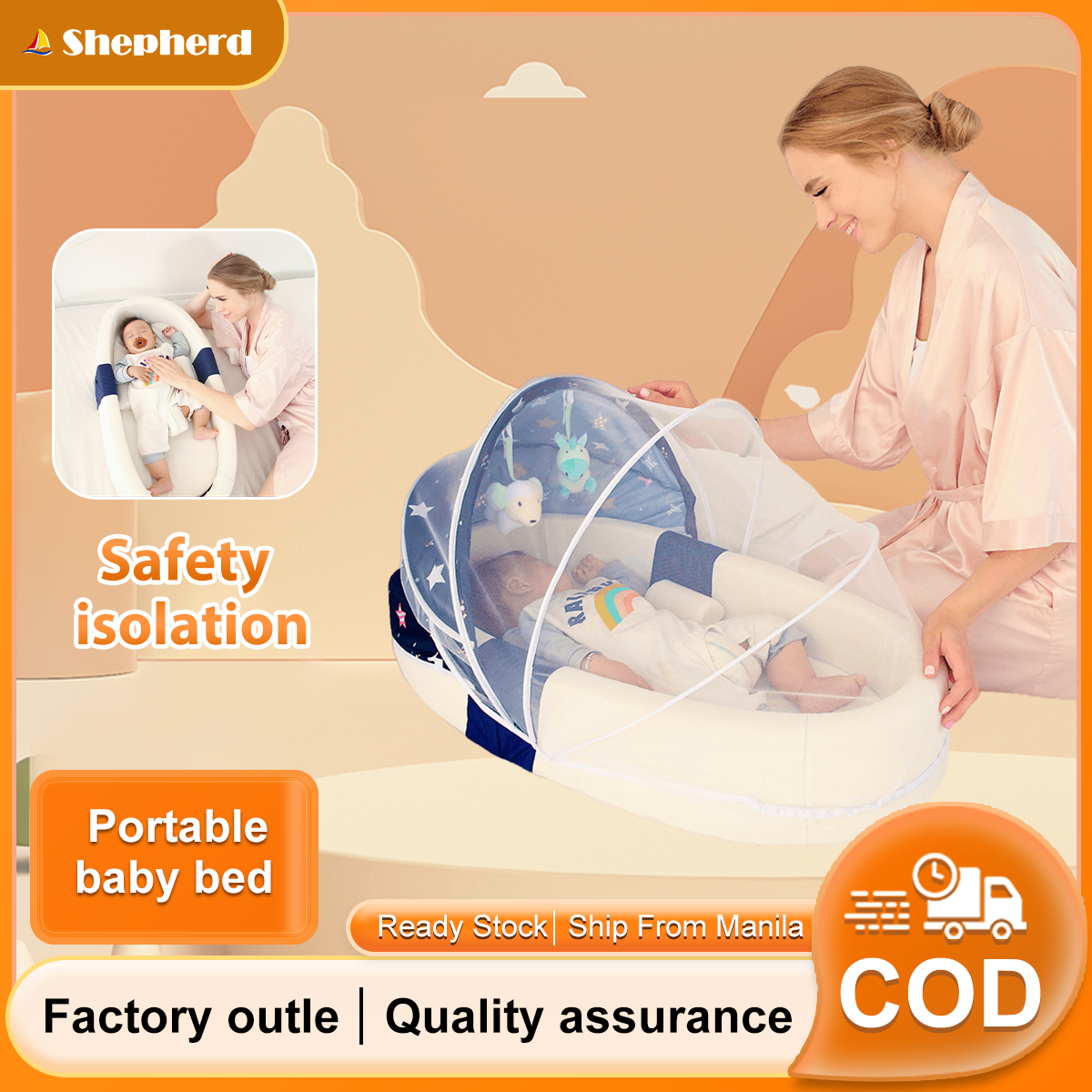 Portable Baby Nest with Mosquito Net and Play Mat