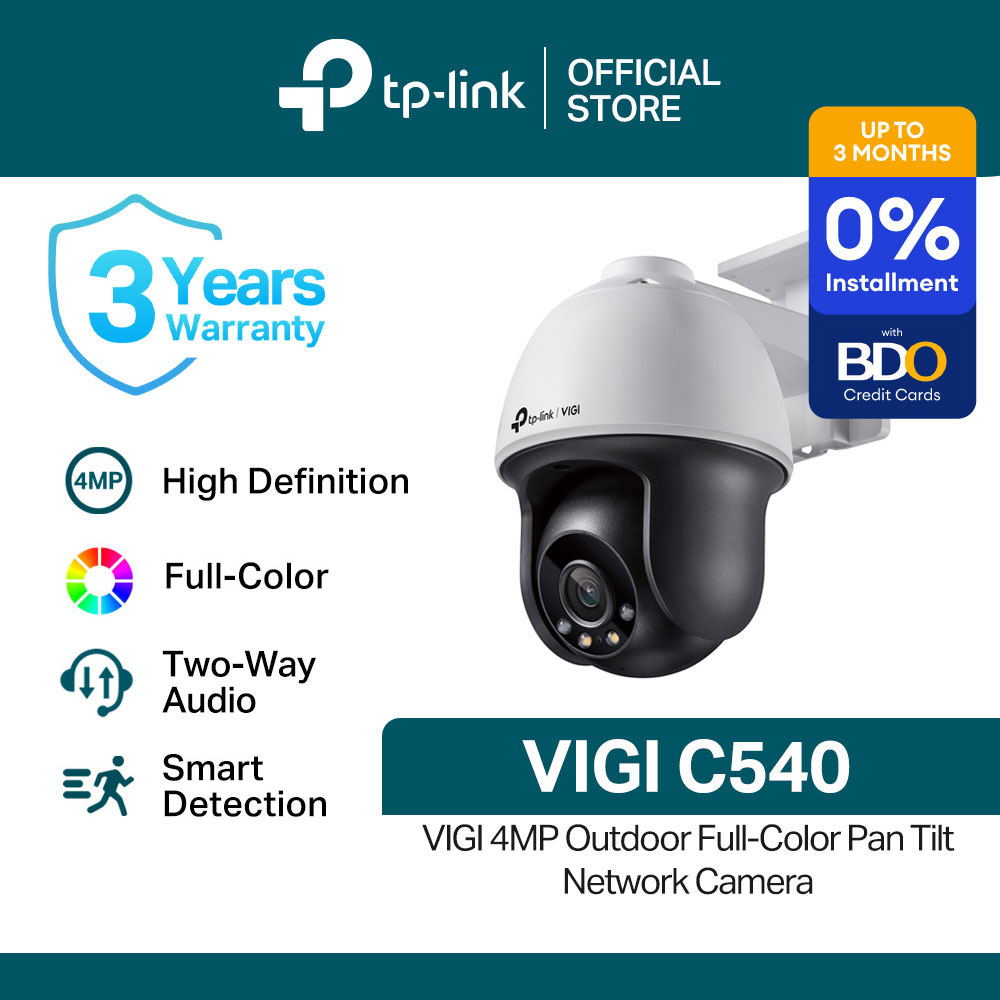 TP-Link Official Store / VIGI C540 / 4MP Outdoor Full-Color Pan Tilt Home Security Network CCTV Camera Connect to Cellphone