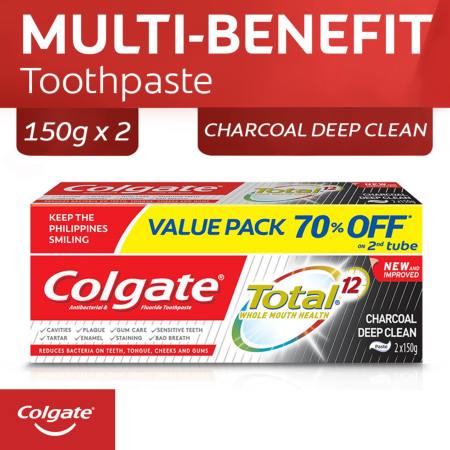 Colgate Charcoal Deep Clean Toothpaste Twin Pack, 150g