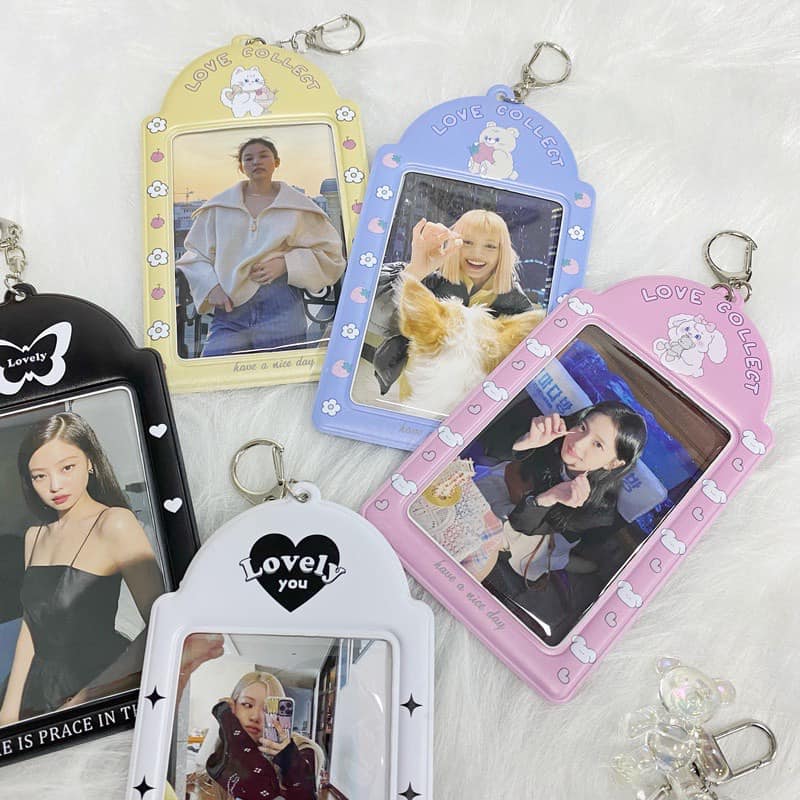 KPOP Photocard Holder - Acrylic Card Sleeves, Pack of 4, Picture Frames,  Top Loaders for Cards, 3x4 inches, Photo Card Holder Keychain KPOP, KPOP