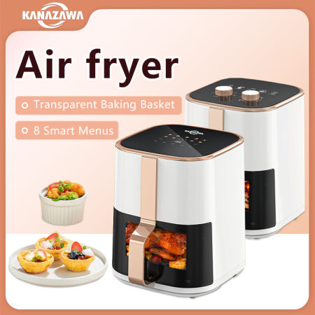 Kanazawa New Style Electric Air Fryer Touch Screen Multi Function With Visual Baking Basket Oil Free Healthy Cooking