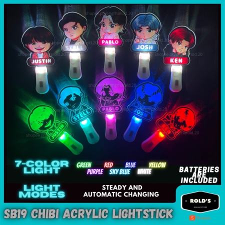 SB19 Chibi Acrylic Lightstick 7-color Led UV and Laser Print P-Pop