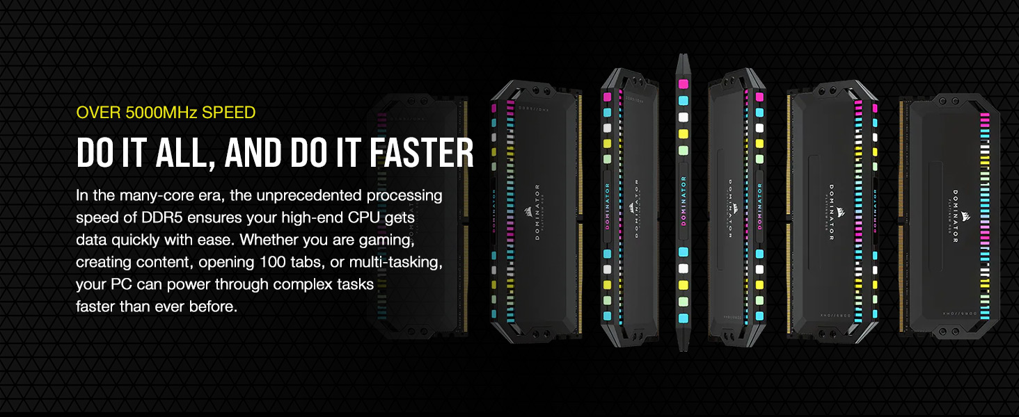 CORSAIR Dominator Platinum RGB DDR5 32GB (2x16GB) DDR5 5200 (PC5-41600) C40 1.25V CS-CMT32GX5M2B5200C40-BOX (CMT32GX5M2B5200C40) - Black