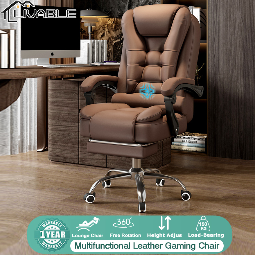 LIVABLE Gaming Chair Computer Chair Leather Office Chair Reclining Chair Home Rotatable Massage Chair With footrest