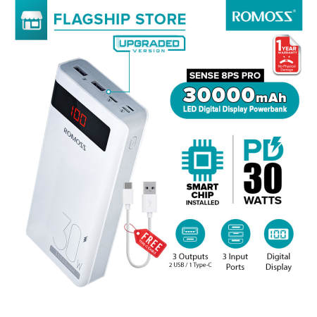 Romoss 20000mAh Power Bank with Fast Charging and LED Display