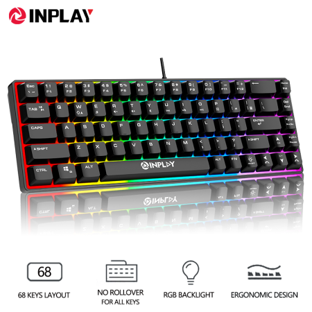 Inplay RGB Membrane Gaming Keyboard for PC/Laptop, Waterproof