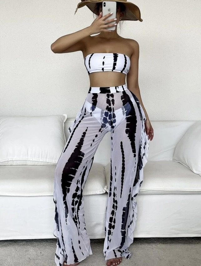 See Through Mesh Pants - White