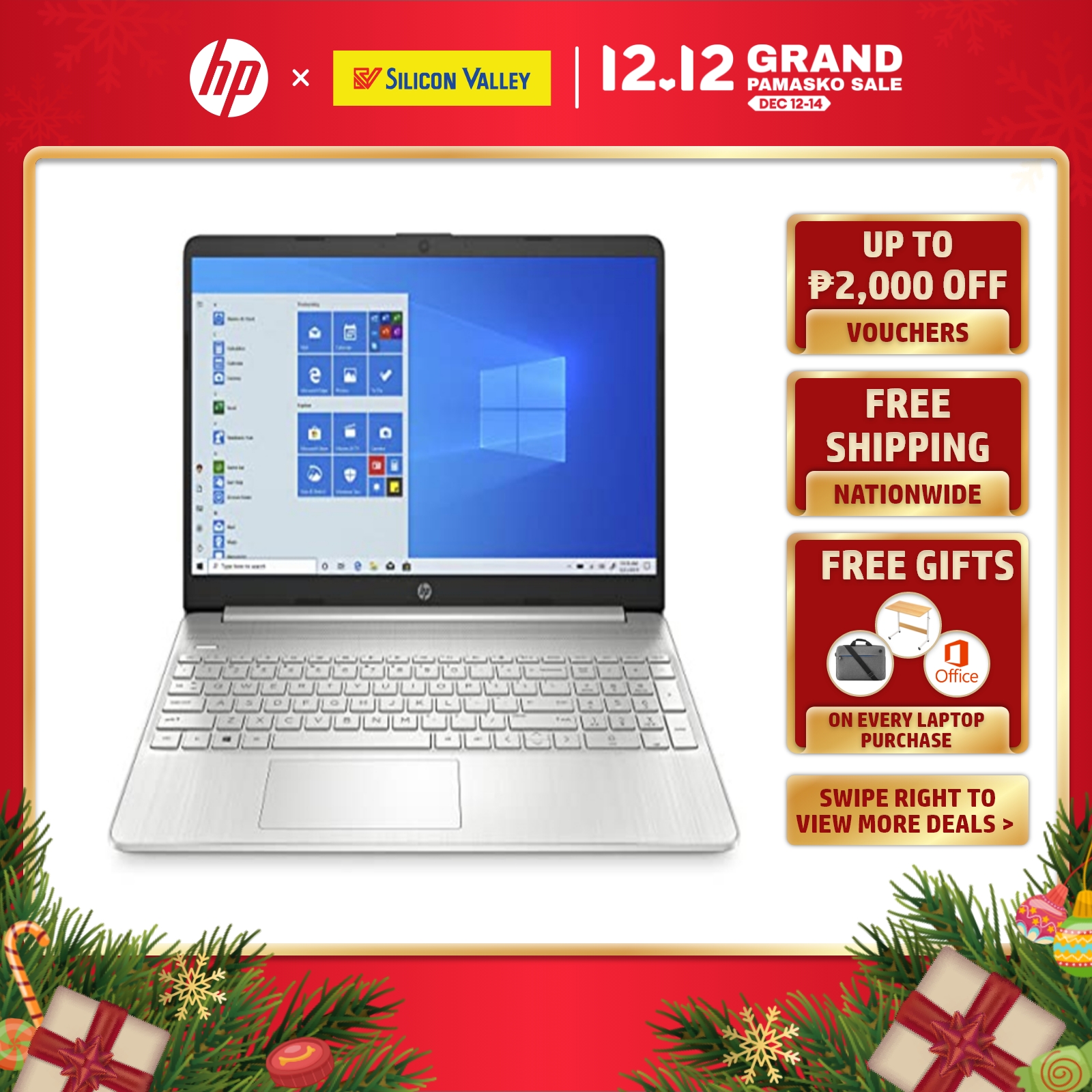 Lazada Philippines - HP 15s-EQ3045AU Natural Silver|15.6″ FHD|8GB + 512GB SSD|AMD RYZEN 5 5625U|AMD Radeon Graphics|Win11