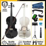 Black & White Pure Wood Violin Set for Beginners