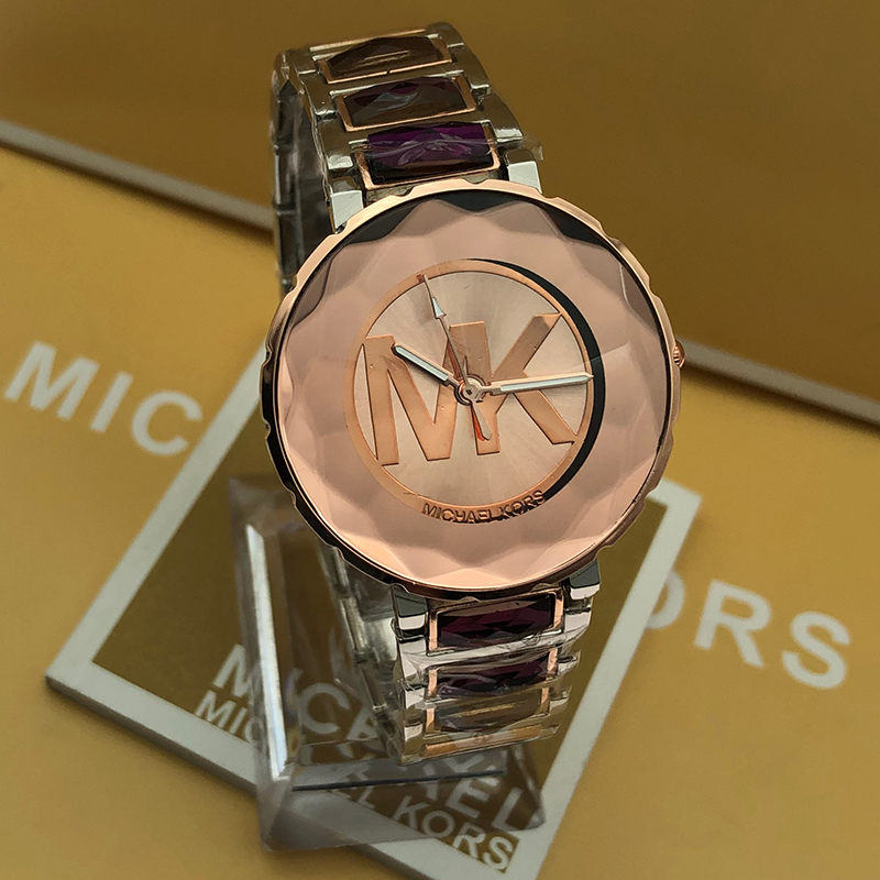 rose gold mk watch with diamonds
