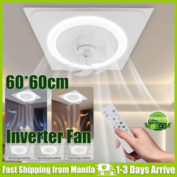 Inverter Ceiling Fan with LED Light 2 in 1 Ceiling Fan with Remote Control Embedded Ceiling Fan with Light for Drawing Room Bedroom Hotel Rstaurant Sturdy and Durable - Brand OEM Presyo 2,999 Piso*Libreng Shipping