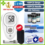 Glucometer Test Kit with 100 Test Strips and Lancets