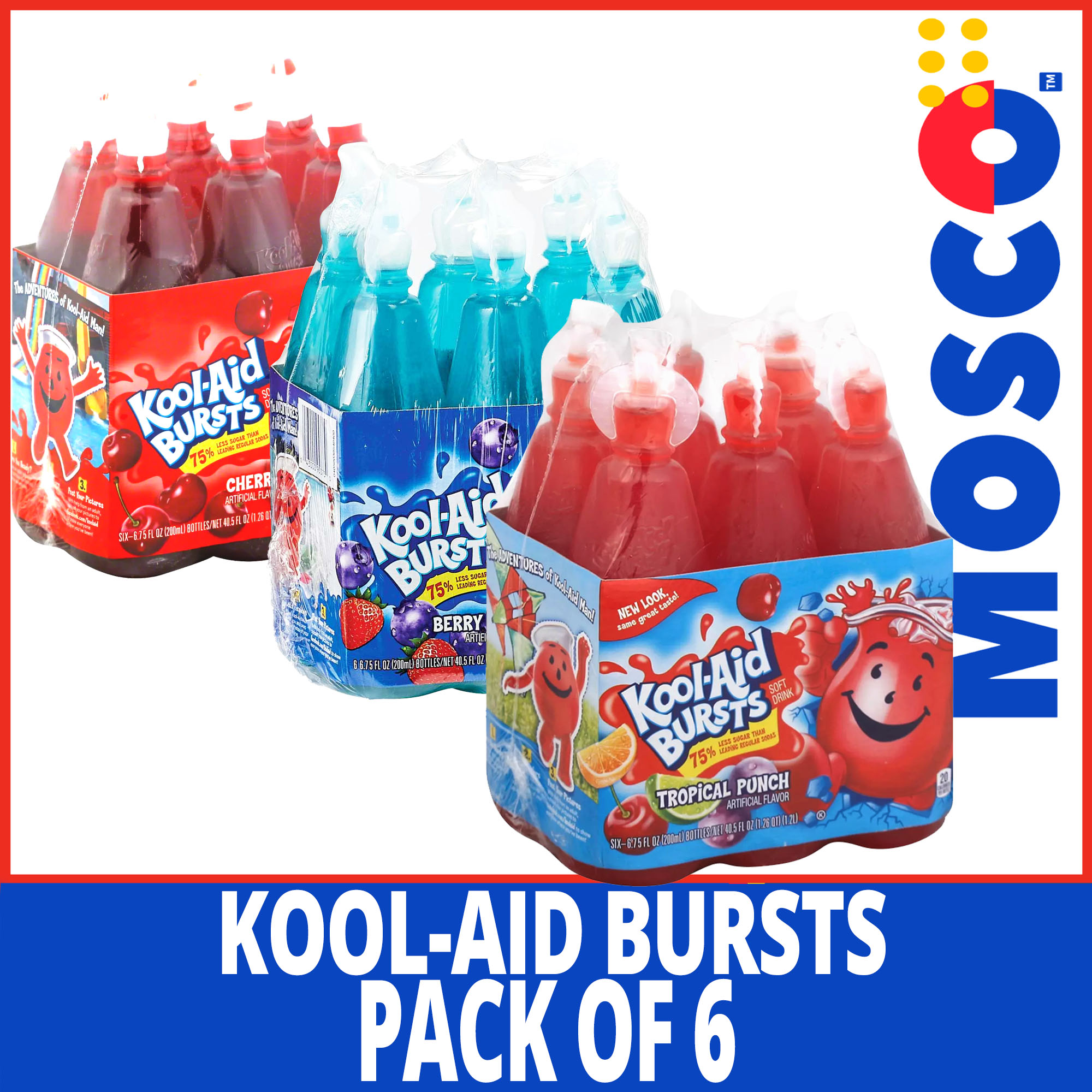 Kool Aid Bursts Tropical Punch Kids Drink, 6 ct Pack, 6.75 fl oz