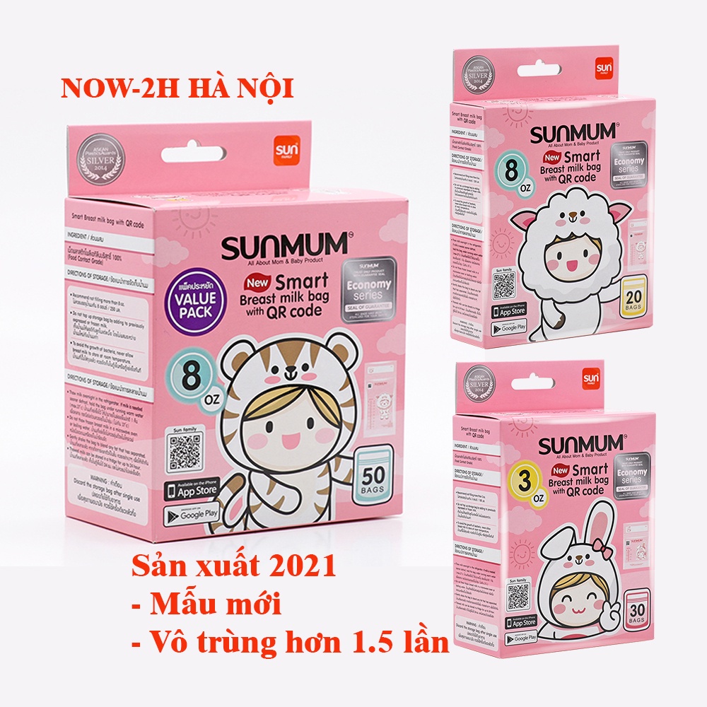 Hộp 50 Túi Trữ Sữa Sunmum Thái Lan 100ml,150ml, 250ml