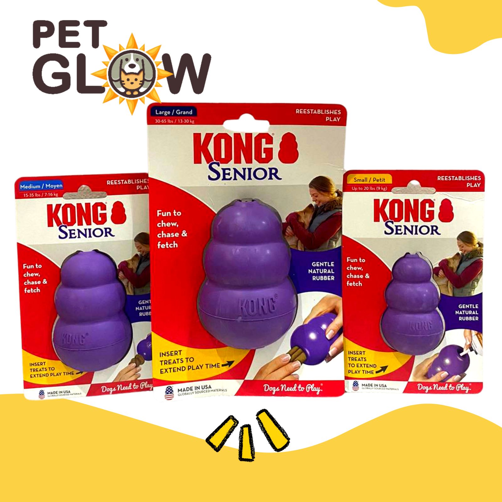 KONG - Senior Dog Toy Gentle Natural Rubber - Fun to Chew, Chase and Fetch  - for Medium Dogs