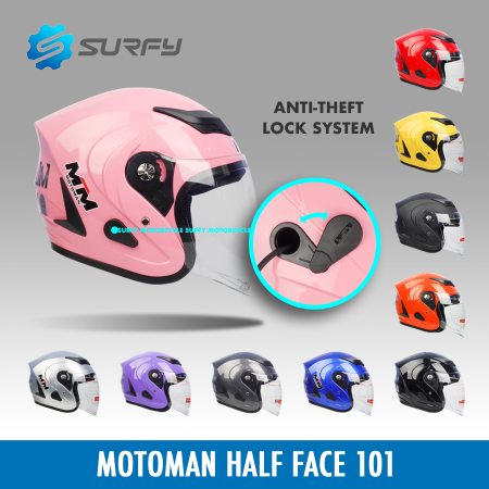 Motoman Half Face Helmet with Anti-Theft Lock System (MTM)