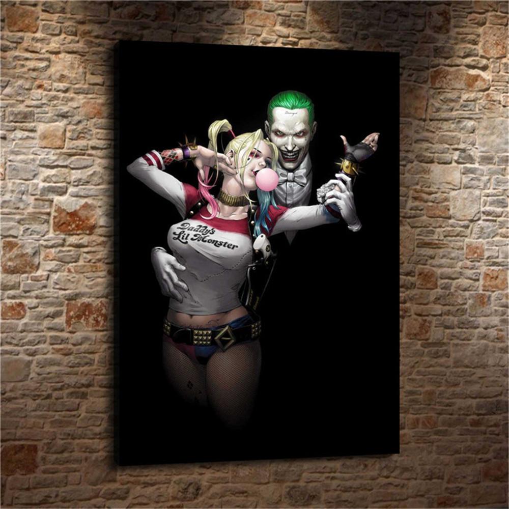 Joker Harley Quinn Art Canvas Painting Print Living Room Home