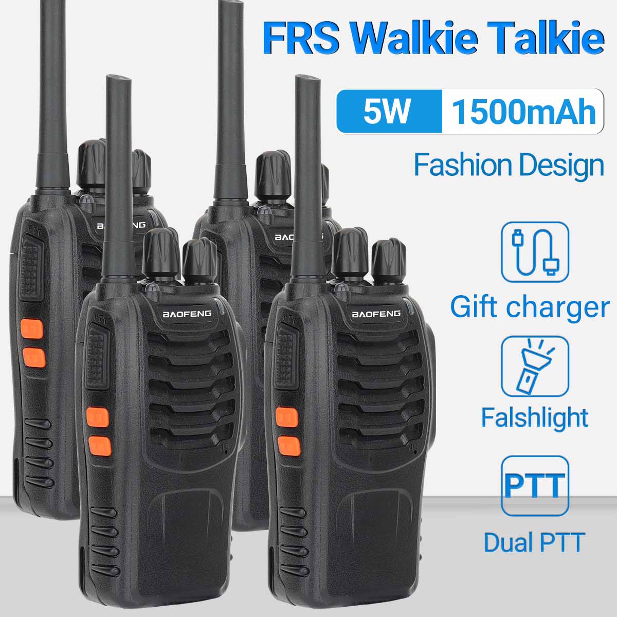 Baofeng 888S FRS Walkie Talkie Set: Rechargeable, Long Range