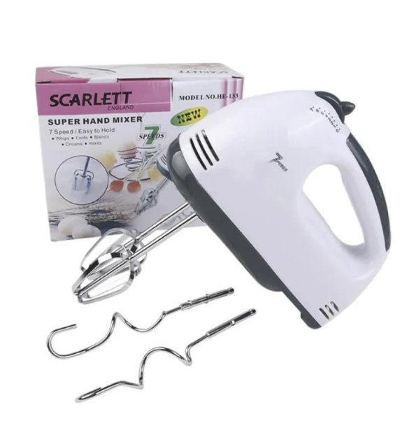 Electric 7-Speed Hand Mixer with Pancake Dispenser, Chrome Beater