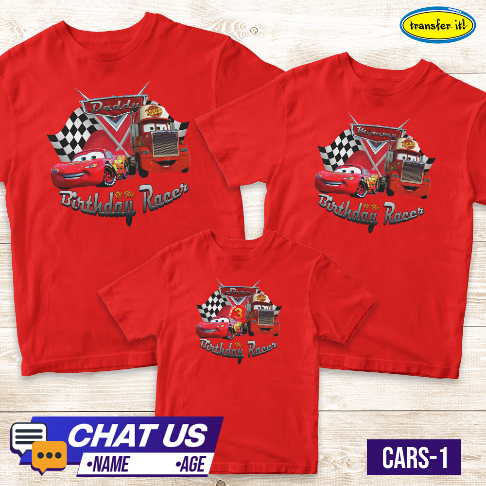 Transfer It Family Birthday Shirt Cars Race Personalized Sold per Piece