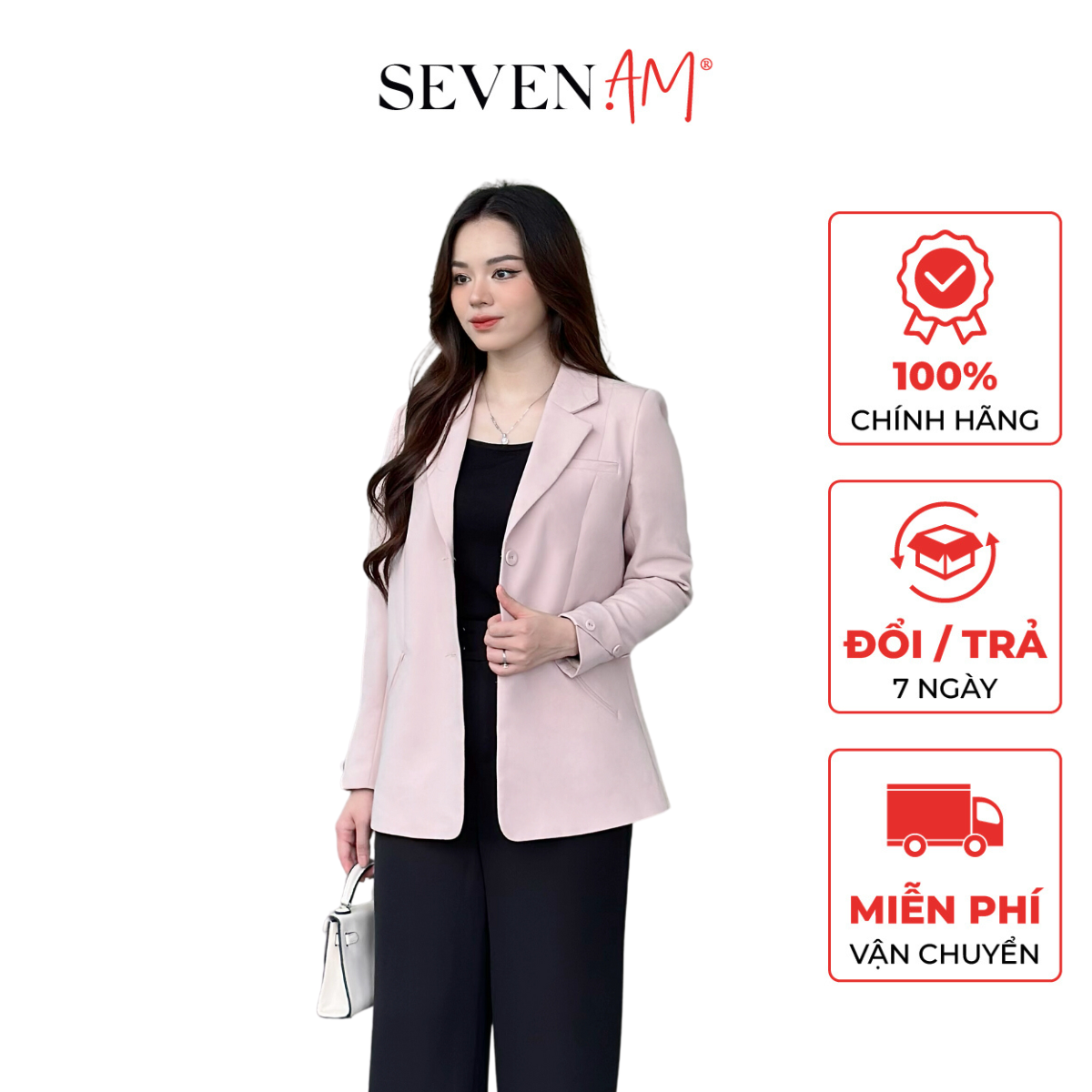 Đầm Dáng Xòe Seven.AM Tay Cộc Chất Thô Màu Đỏ Chi Tiết Hoa Đính Ngực Mã -  MixASale