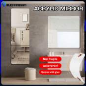 6Pcs/Set Bathroom Mirror Decorative Wall Self Adhesive 20cmx20cm Mirror Wall Stickers Home Decor HD Square Glass Mirror Full-length Mirror Wall Bedroom Living Room Self Adhesive Diy Mirror Stitching Mirror Elecrimens11