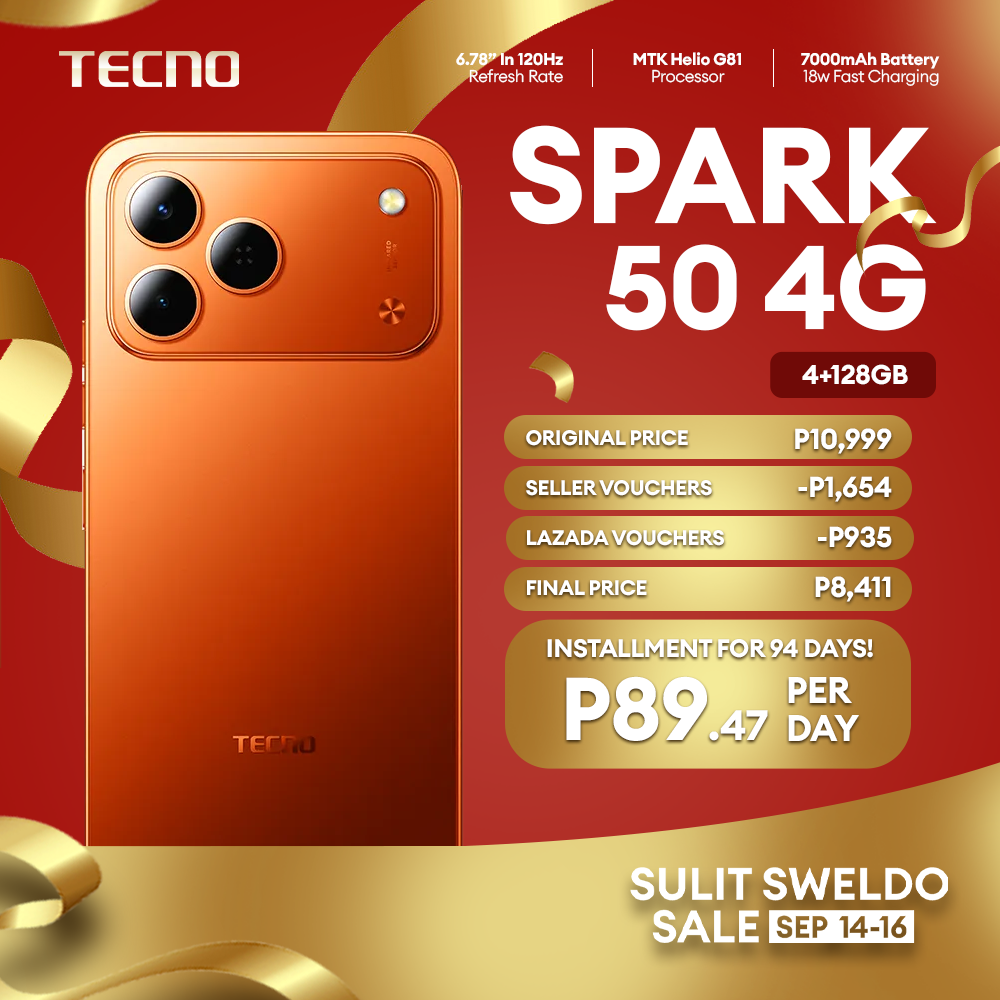[3 Months 0% LazPayLater] TECNO Spark 50 4G Smartphone (4/256GB, 4/128GB) / Helio G81 Processor / 6.78" 120Hz Smooth Display / 7000mAh Mega Battery / 18W Fast Charging / 50MP AI Camera