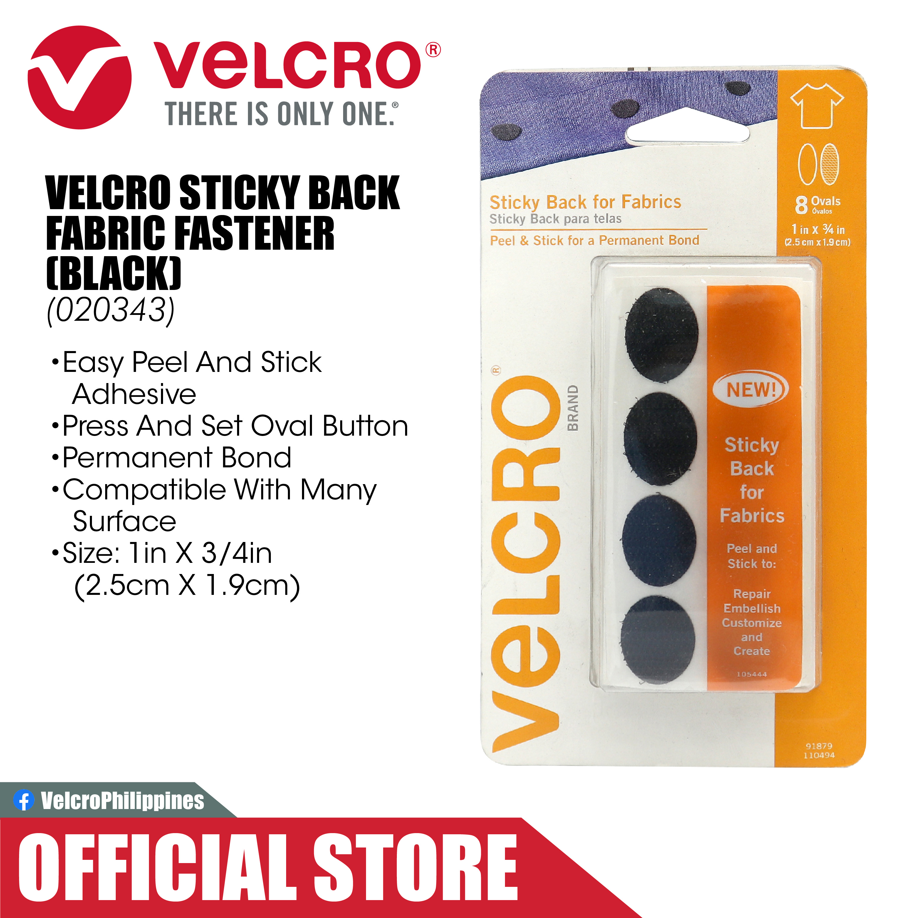 Black Sticky Back VELCRO® Brand Fastener - 1.5 - Sticky Back - Velcro -  Notions