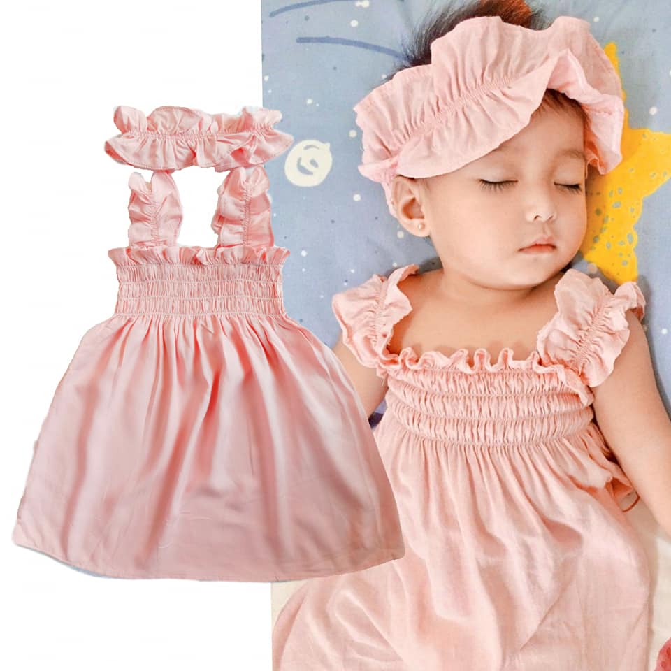 nathalia smock dress plain colors chalis fabric baby girls cooll summer ...