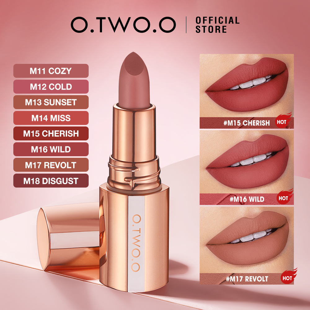 Discount on O.TWO.O  shoes - SKU: O.TWO.O Matte Lipstick Lip Stain Soft Matte Nude Shock Long lasting Waterproof Non-stick Cup 24HR Hi