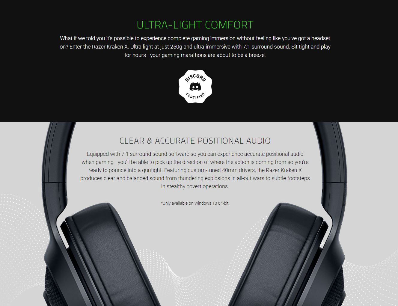 Razer Kraken X Lite Ultralight 7.1 Surround Gaming Headset