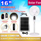 Ounny Solar Electric Fan with LED - Portable and Rechargeable