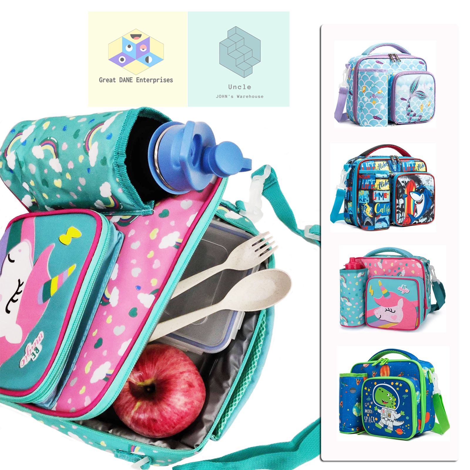 WERNNSAI Space Lunch Box - Insulated Lunch Bag for Boys Kids