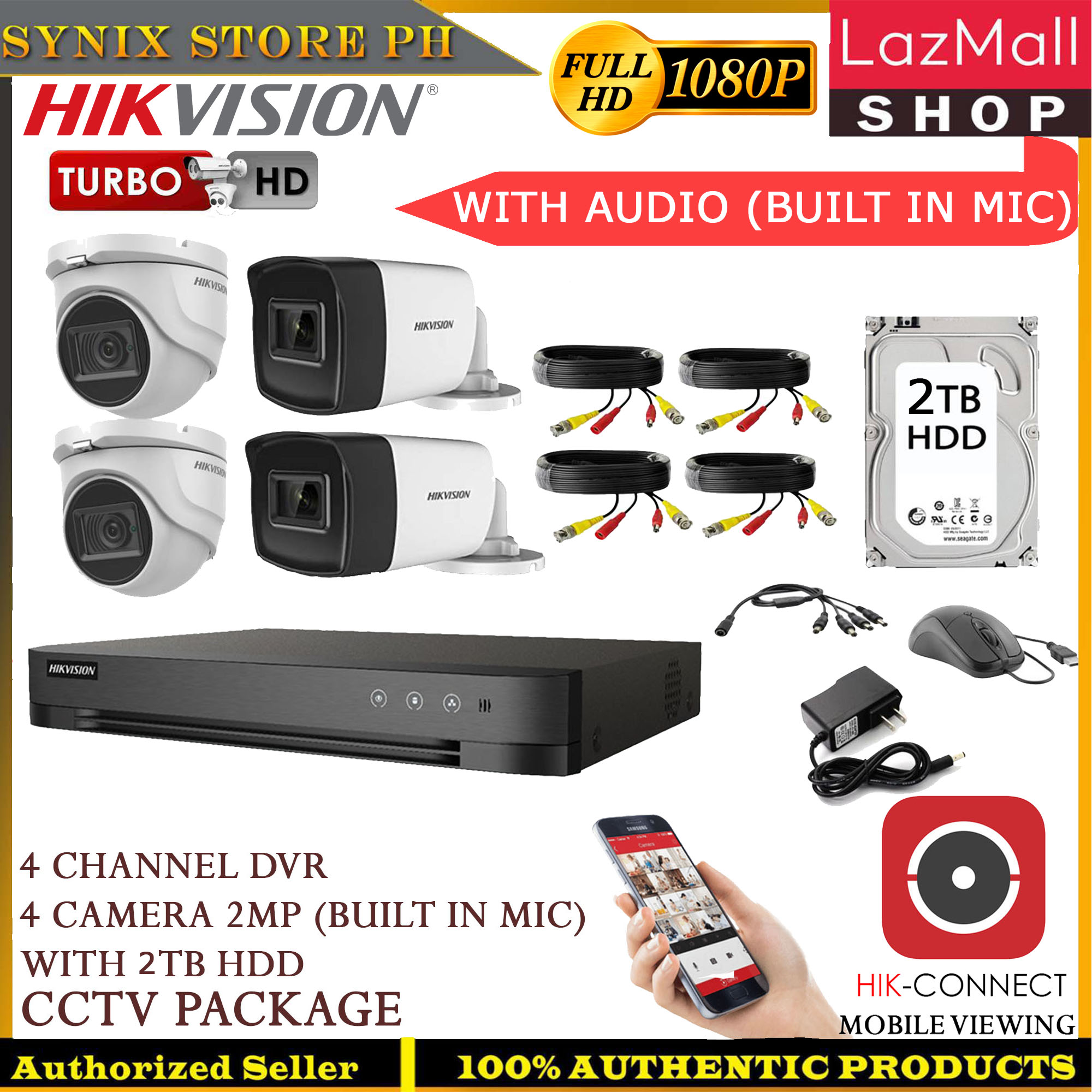 5mp 4 channel dvr hikvision