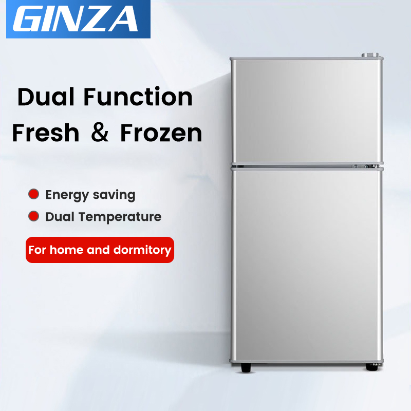 GINZA Refrigerator freezer for room Double Door Silent Household Mini Refrigerator Two door Refrigerators Save Electricity