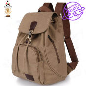 ELACCENT Retro Canvas Backpack - High School Girl's Outdoor Bag