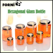 Hexagonal Glass Jar with Metal Lid for Food Storage