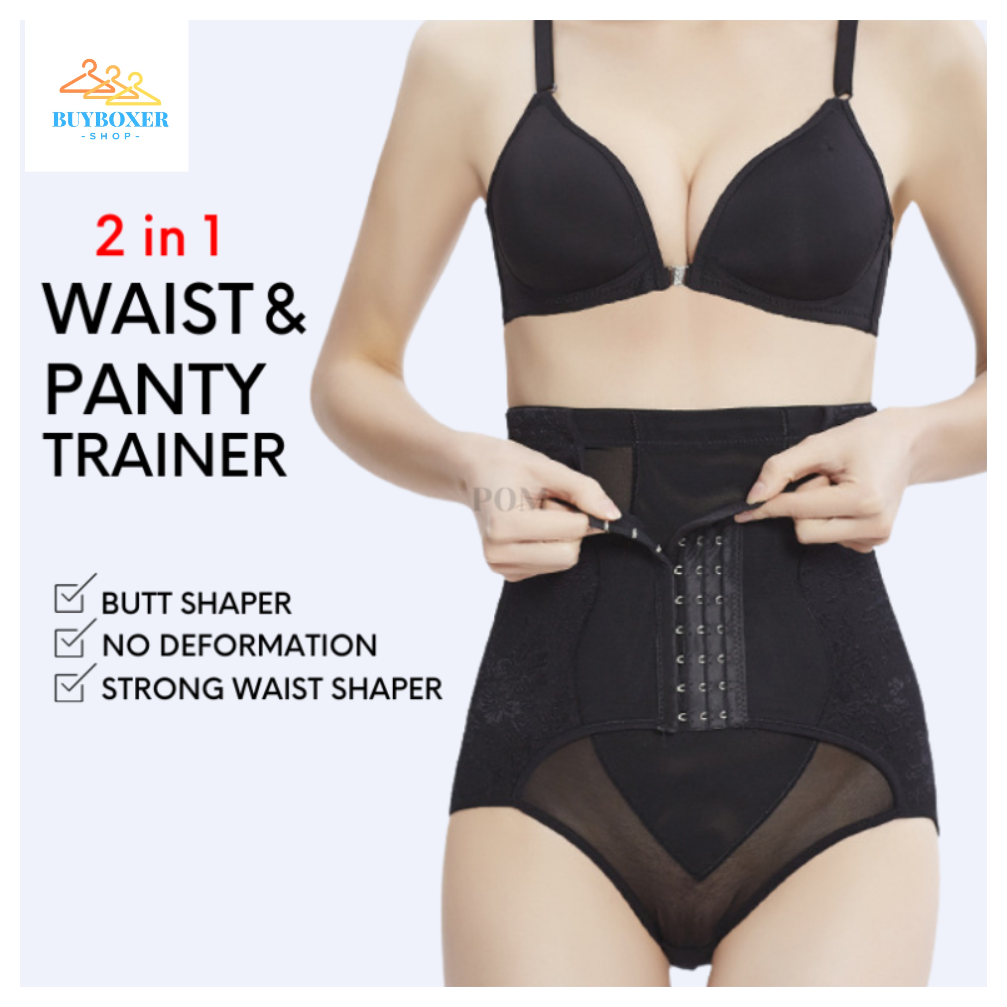 BUYBOXER High Waist Trainer Panty 2 in 1 Tummy Girdle Lifting Slimming Waist  Panties Body Shaper