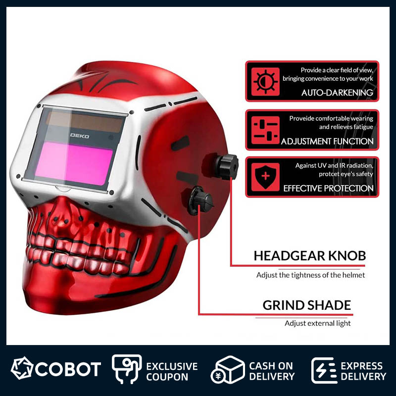 COBOT Auto Darkening Solar Welding Helmet with Adjustable Shade Range  4/9-13 for Mig Tig Arc Welding Mask